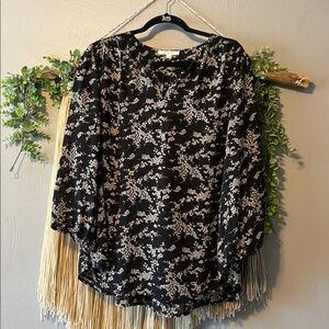 Floral Black and White Women's Blouse